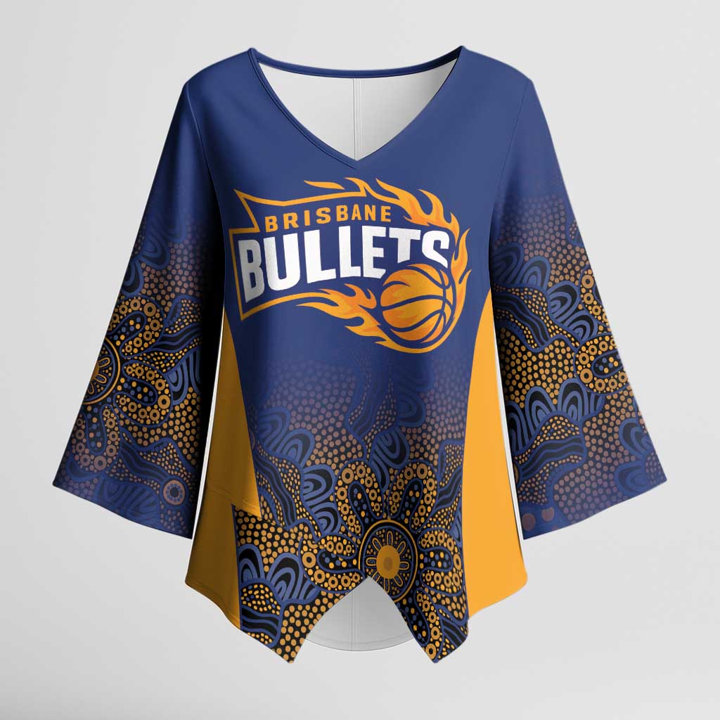 Basketball Custom Brisbane Kimono Sleeve Blouse Simple Australian Dot Art - Aussie Hoodie