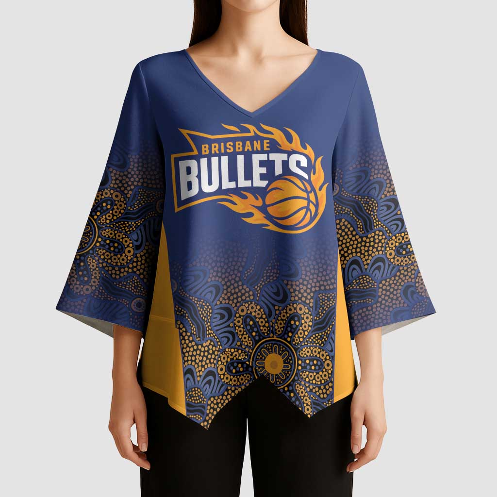 Basketball Custom Brisbane Kimono Sleeve Blouse Simple Australian Dot Art - Aussie Hoodie
