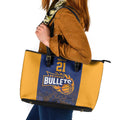 Basketball Custom Brisbane Leather Tote Bag Simple Australian Dot Art - Aussie Hoodie