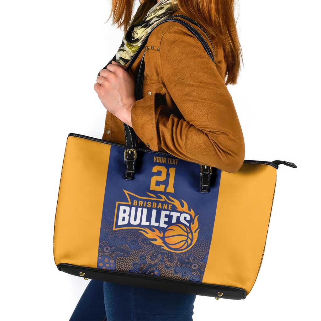 Basketball Custom Brisbane Leather Tote Bag Simple Australian Dot Art - Aussie Hoodie