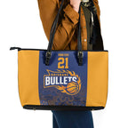 Basketball Custom Brisbane Leather Tote Bag Simple Australian Dot Art - Aussie Hoodie