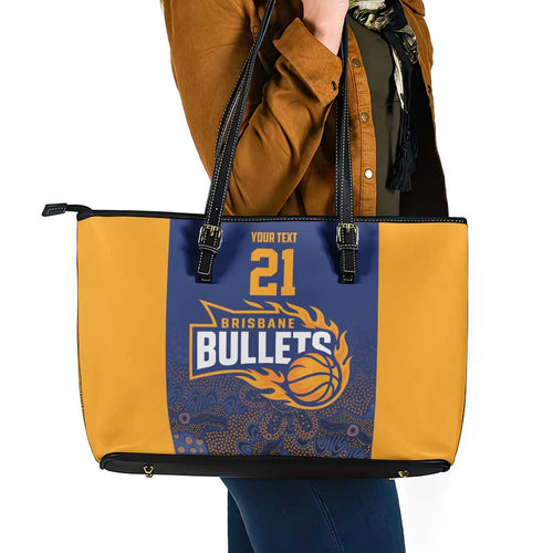 Basketball Custom Brisbane Leather Tote Bag Simple Australian Dot Art - Aussie Hoodie