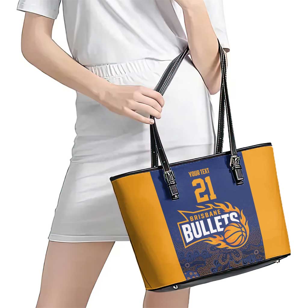Basketball Custom Brisbane Leather Tote Bag Simple Australian Dot Art - Aussie Hoodie