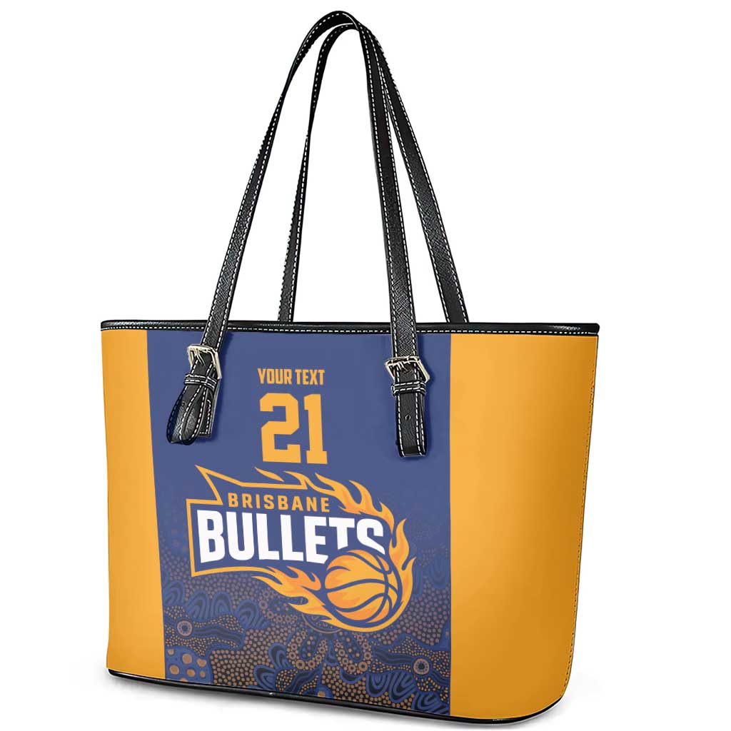 Basketball Custom Brisbane Leather Tote Bag Simple Australian Dot Art - Aussie Hoodie