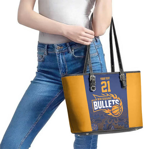 Basketball Custom Brisbane Leather Tote Bag Simple Australian Dot Art - Aussie Hoodie