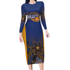 Basketball Custom Brisbane Long Sleeve Bodycon Dress Simple Australian Dot Art - Aussie Hoodie
