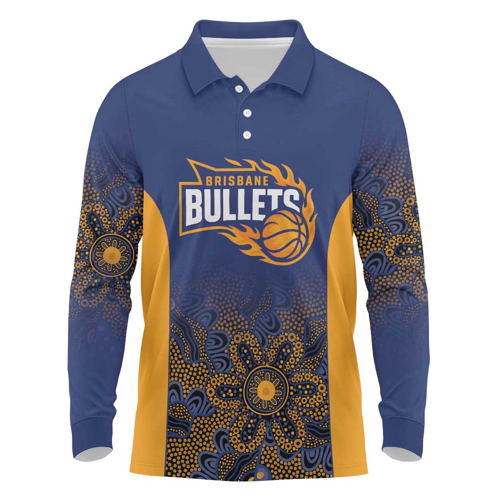 Basketball Custom Brisbane Long Sleeve Polo Shirt Simple Australian Dot Art - Aussie Hoodie