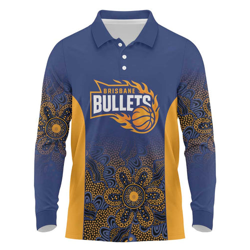 Basketball Custom Brisbane Long Sleeve Polo Shirt Simple Australian Dot Art - Aussie Hoodie