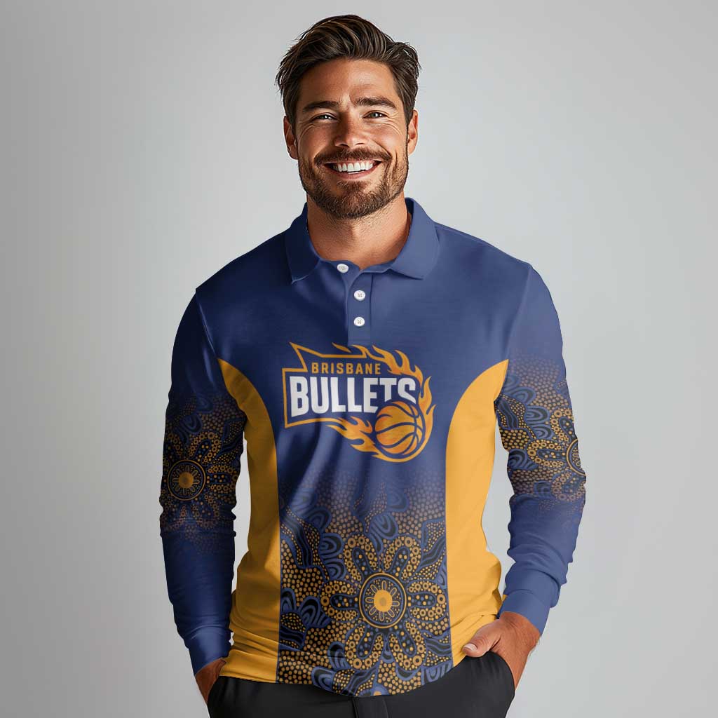 Basketball Custom Brisbane Long Sleeve Polo Shirt Simple Australian Dot Art - Aussie Hoodie