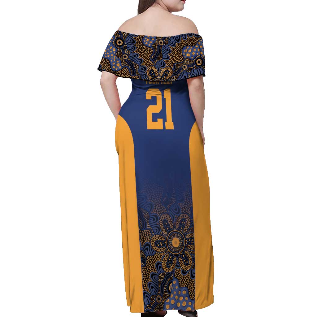 Basketball Custom Brisbane Off Shoulder Maxi Dress Simple Australian Dot Art - Aussie Hoodie