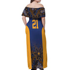 Basketball Custom Brisbane Off Shoulder Maxi Dress Simple Australian Dot Art - Aussie Hoodie