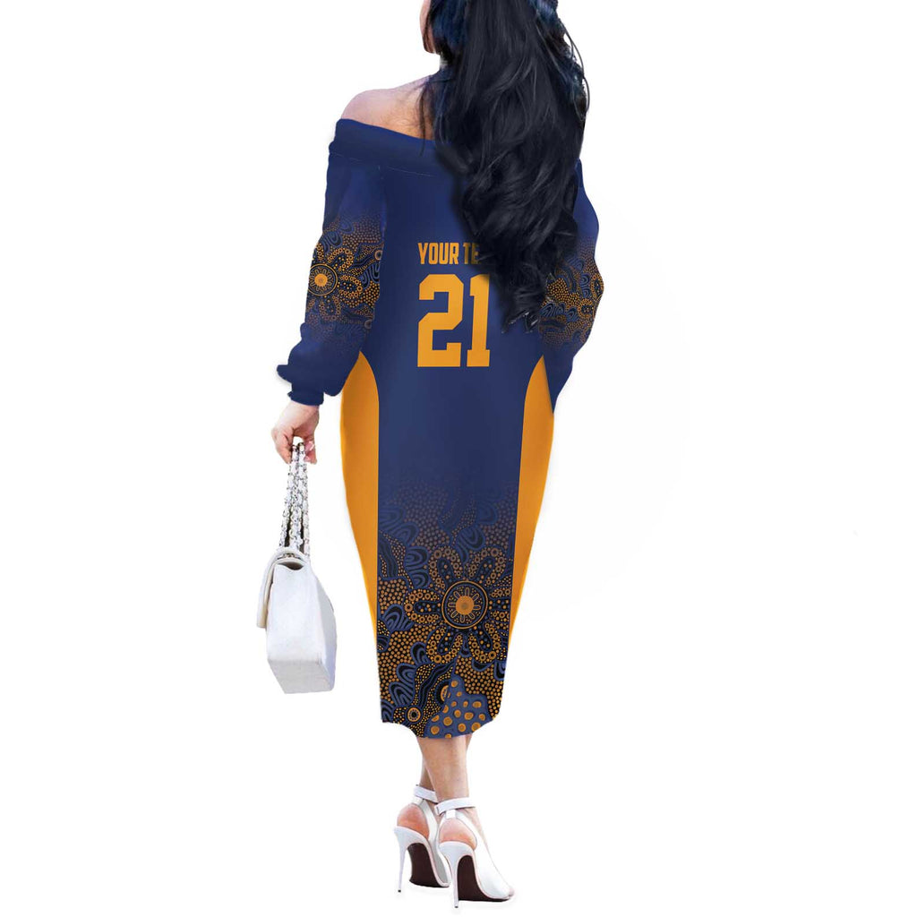 Basketball Custom Brisbane Off The Shoulder Long Sleeve Dress Simple Australian Dot Art - Aussie Hoodie