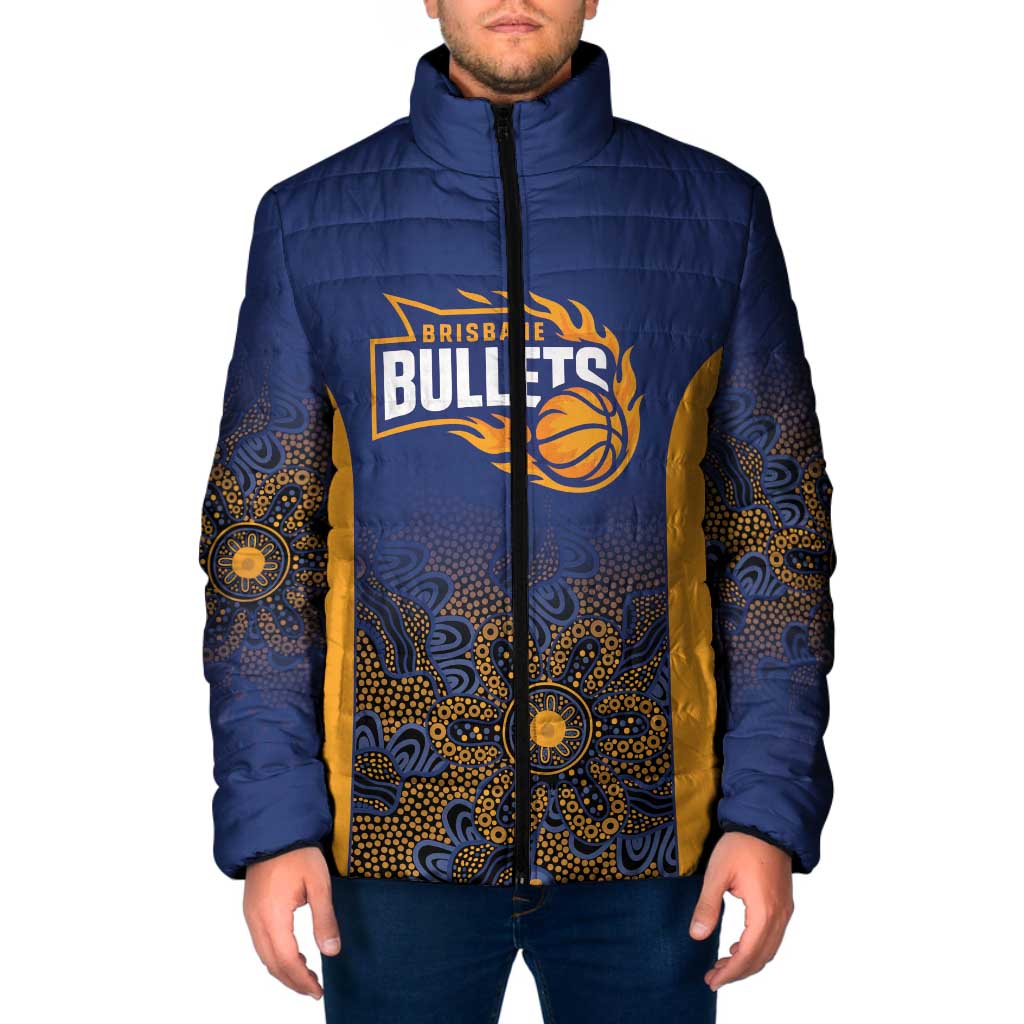 Basketball Custom Brisbane Padded Jacket Simple Australian Dot Art - Aussie Hoodie