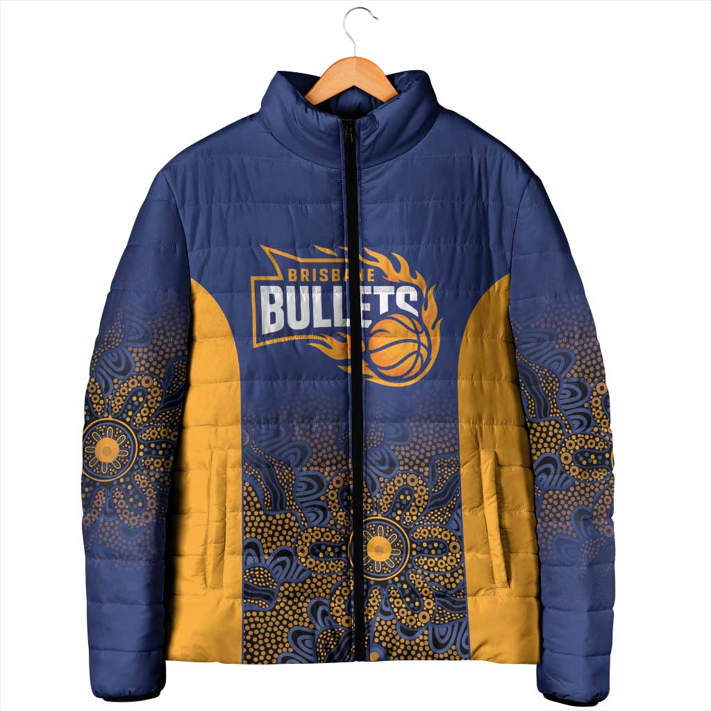 Basketball Custom Brisbane Padded Jacket Simple Australian Dot Art - Aussie Hoodie