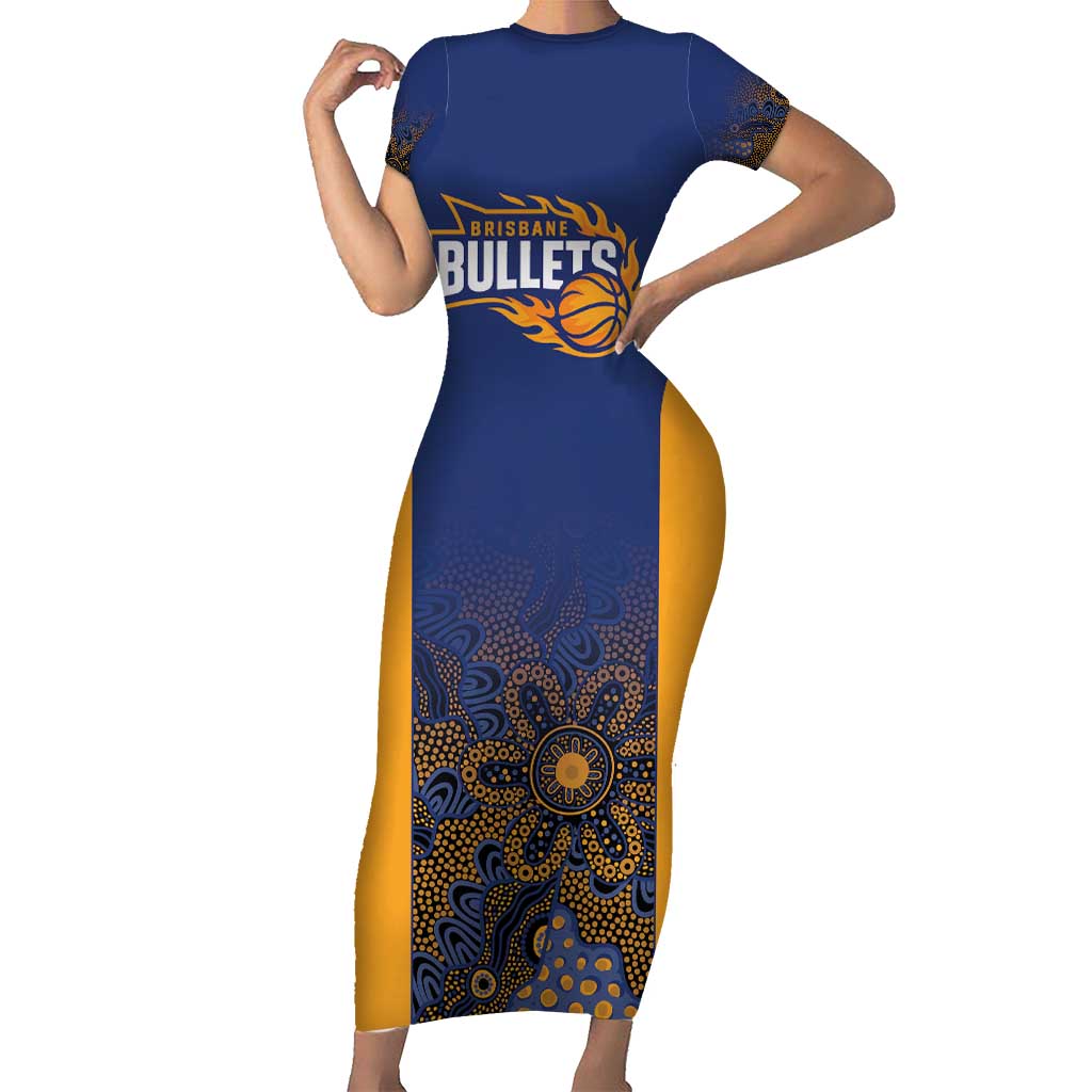 Basketball Custom Brisbane Short Sleeve Bodycon Dress Simple Australian Dot Art - Aussie Hoodie