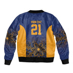 Basketball Custom Brisbane Sleeve Zip Bomber Jacket Simple Australian Dot Art - Aussie Hoodie