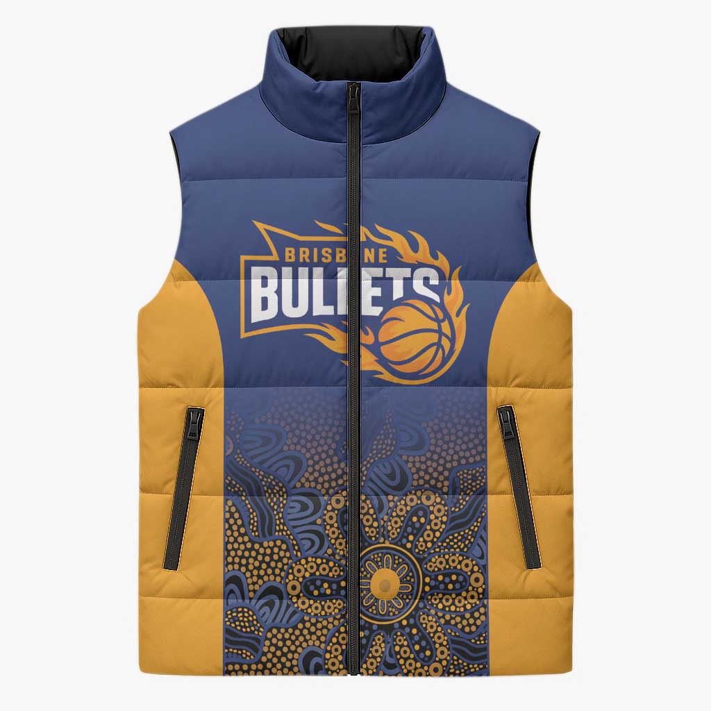 Basketball Custom Brisbane Sleeveless Puffer Jacket Simple Australian Dot Art - Aussie Hoodie