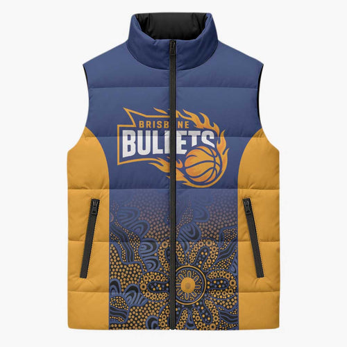 Basketball Custom Brisbane Sleeveless Puffer Jacket Simple Australian Dot Art - Aussie Hoodie