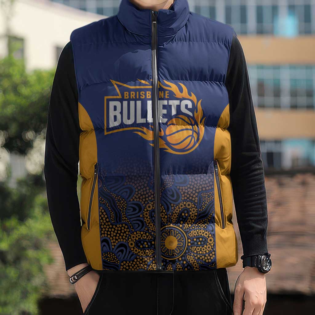 Basketball Custom Brisbane Sleeveless Puffer Jacket Simple Australian Dot Art - Aussie Hoodie