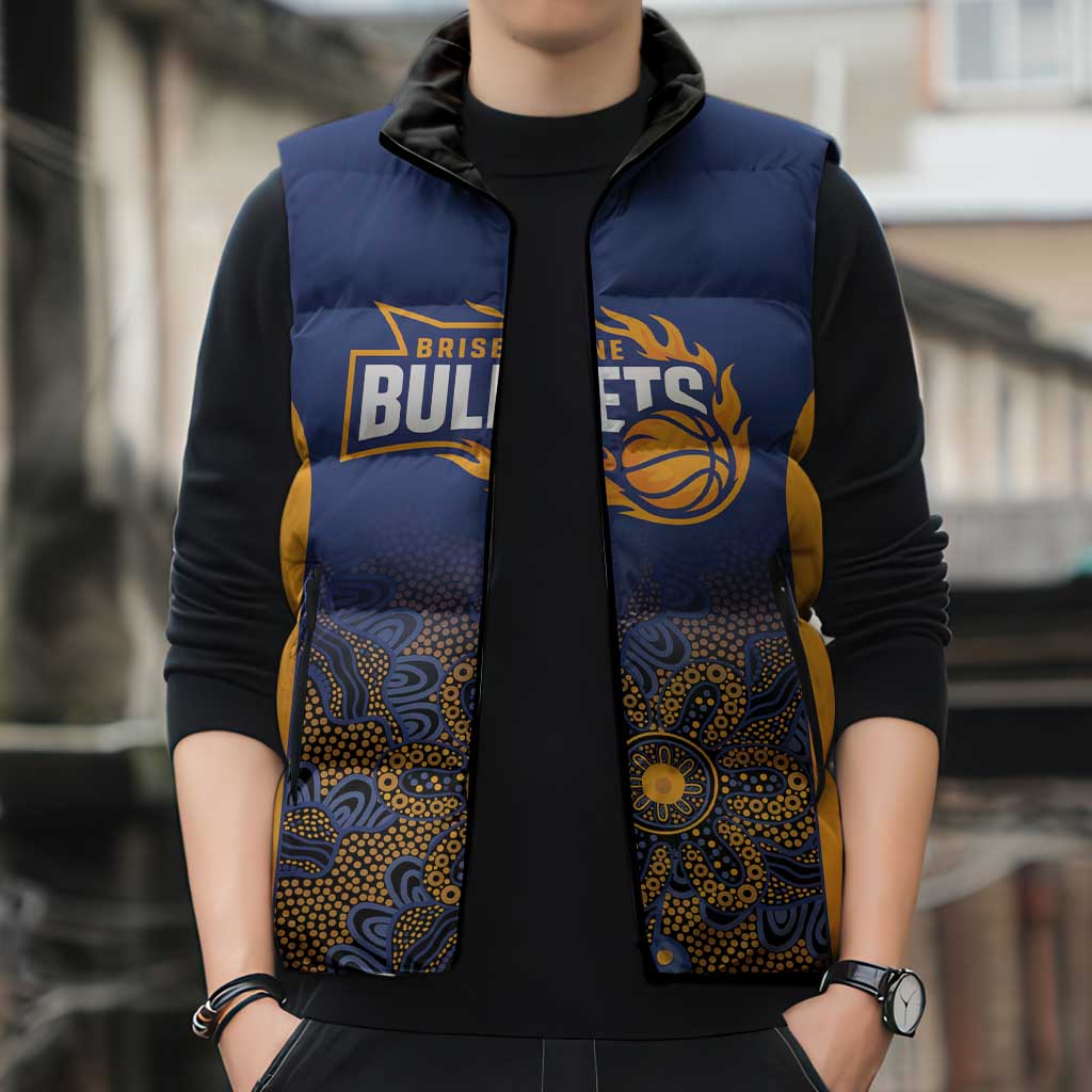 Basketball Custom Brisbane Sleeveless Puffer Jacket Simple Australian Dot Art - Aussie Hoodie