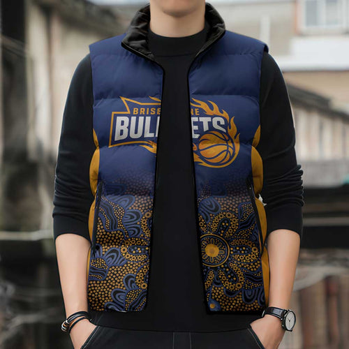 Basketball Custom Brisbane Sleeveless Puffer Jacket Simple Australian Dot Art - Aussie Hoodie