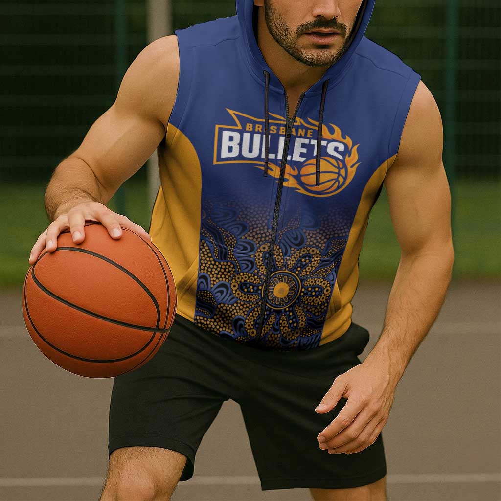 Basketball Custom Brisbane Sleeveless Zip Hoodie Simple Australian Dot Art LT9