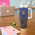 Basketball Custom Brisbane Tumbler With Handle Simple Australian Dot Art - Aussie Hoodie