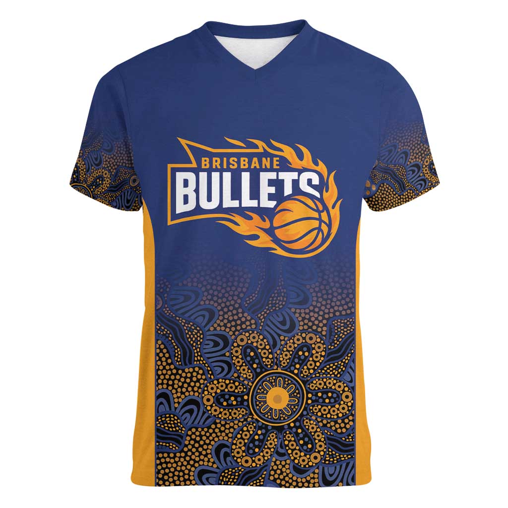 Basketball Custom Brisbane Women V-Neck T-Shirt Simple Australian Dot Art - Aussie Hoodie