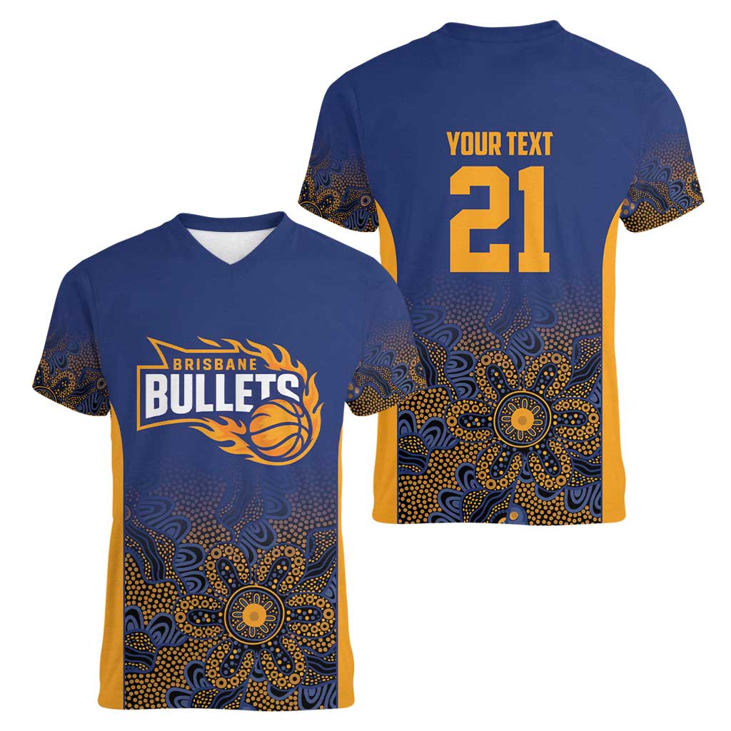 Basketball Custom Brisbane Women V-Neck T-Shirt Simple Australian Dot Art - Aussie Hoodie