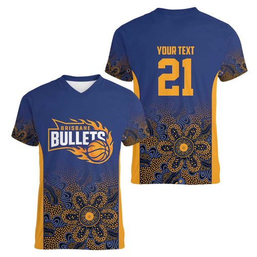 Basketball Custom Brisbane Women V-Neck T-Shirt Simple Australian Dot Art - Aussie Hoodie