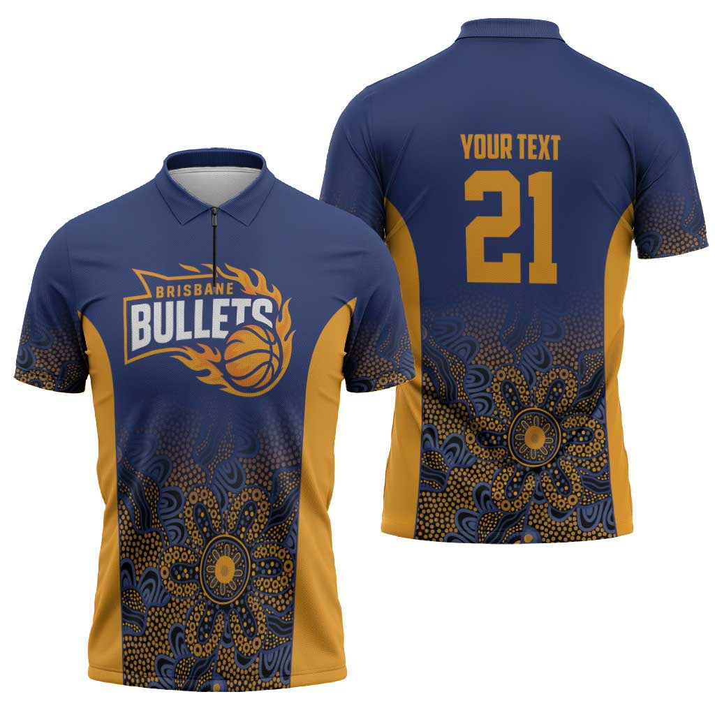 Basketball Custom Brisbane Zipper Polo Shirt Simple Australian Dot Art - Aussie Hoodie
