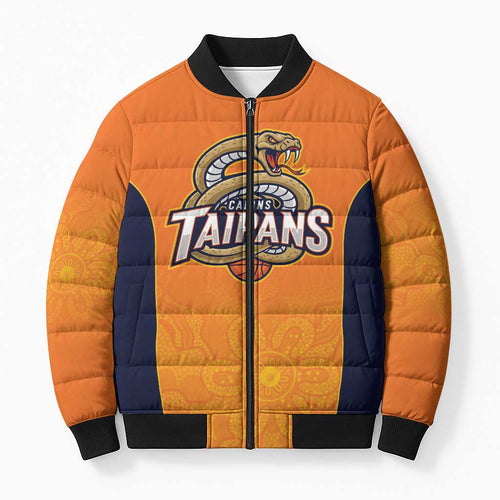 Basketball Custom Cairns Bomber Puffer Jacket Simple Australian Dot Art - Aussie Hoodie