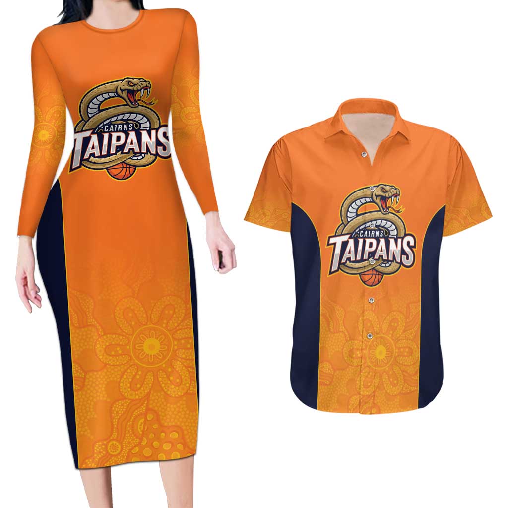 Basketball Custom Cairns Couples Matching Long Sleeve Bodycon Dress and Hawaiian Shirt Simple Australian Dot Art - Aussie Hoodie