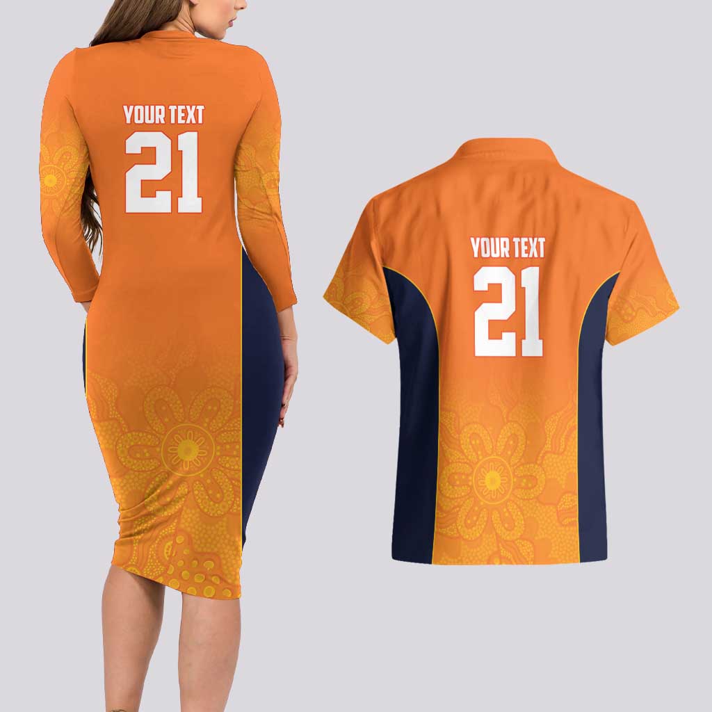 Basketball Custom Cairns Couples Matching Long Sleeve Bodycon Dress and Hawaiian Shirt Simple Australian Dot Art - Aussie Hoodie