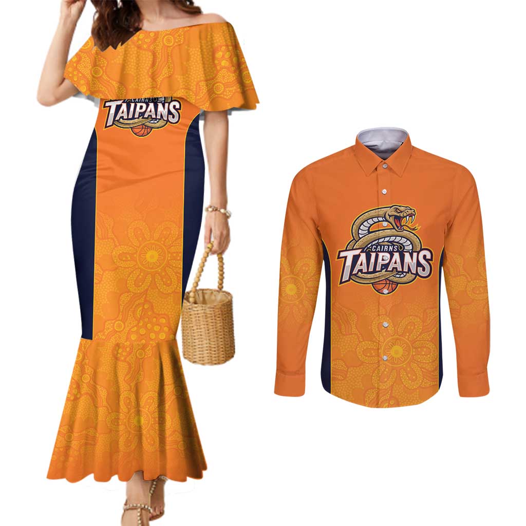 Basketball Custom Cairns Couples Matching Mermaid Dress and Long Sleeve Button Shirt Simple Australian Dot Art - Aussie Hoodie