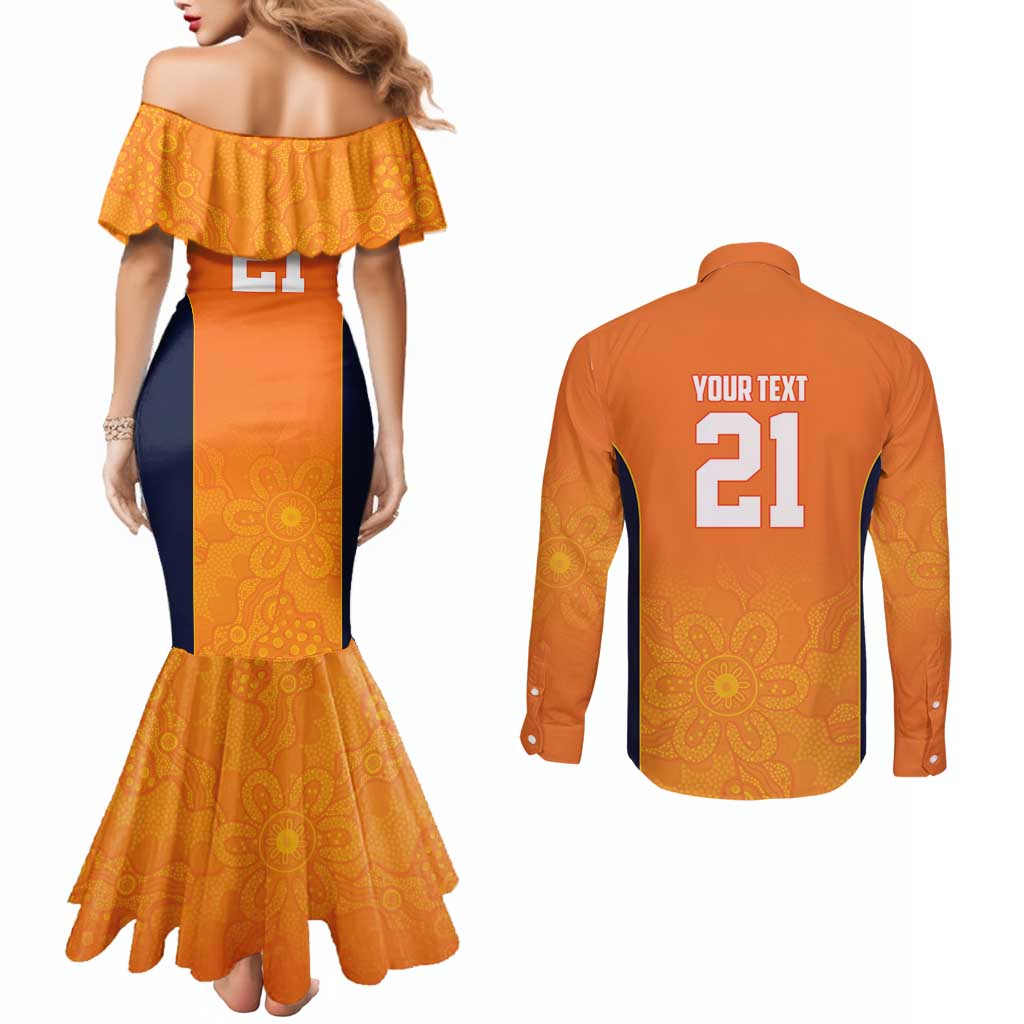 Basketball Custom Cairns Couples Matching Mermaid Dress and Long Sleeve Button Shirt Simple Australian Dot Art - Aussie Hoodie