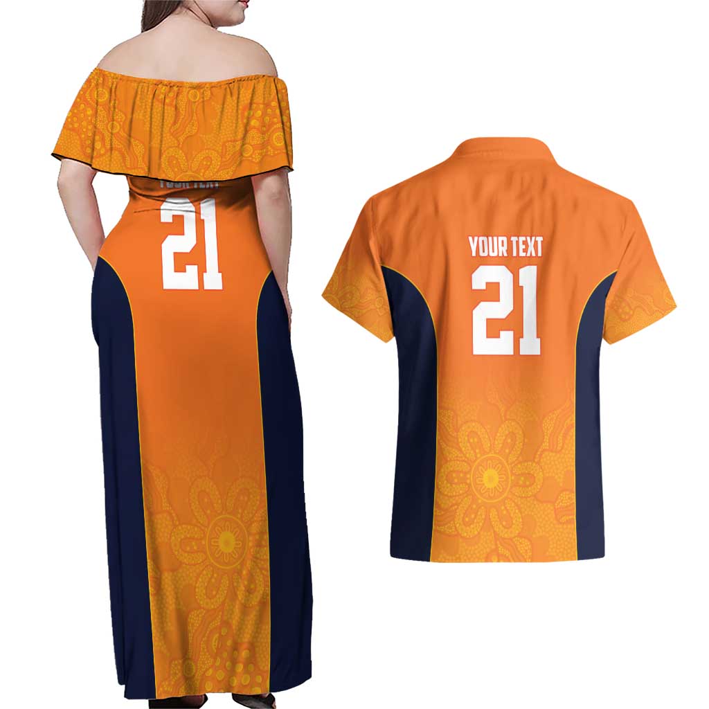 Basketball Custom Cairns Couples Matching Off Shoulder Maxi Dress and Hawaiian Shirt Simple Australian Dot Art - Aussie Hoodie