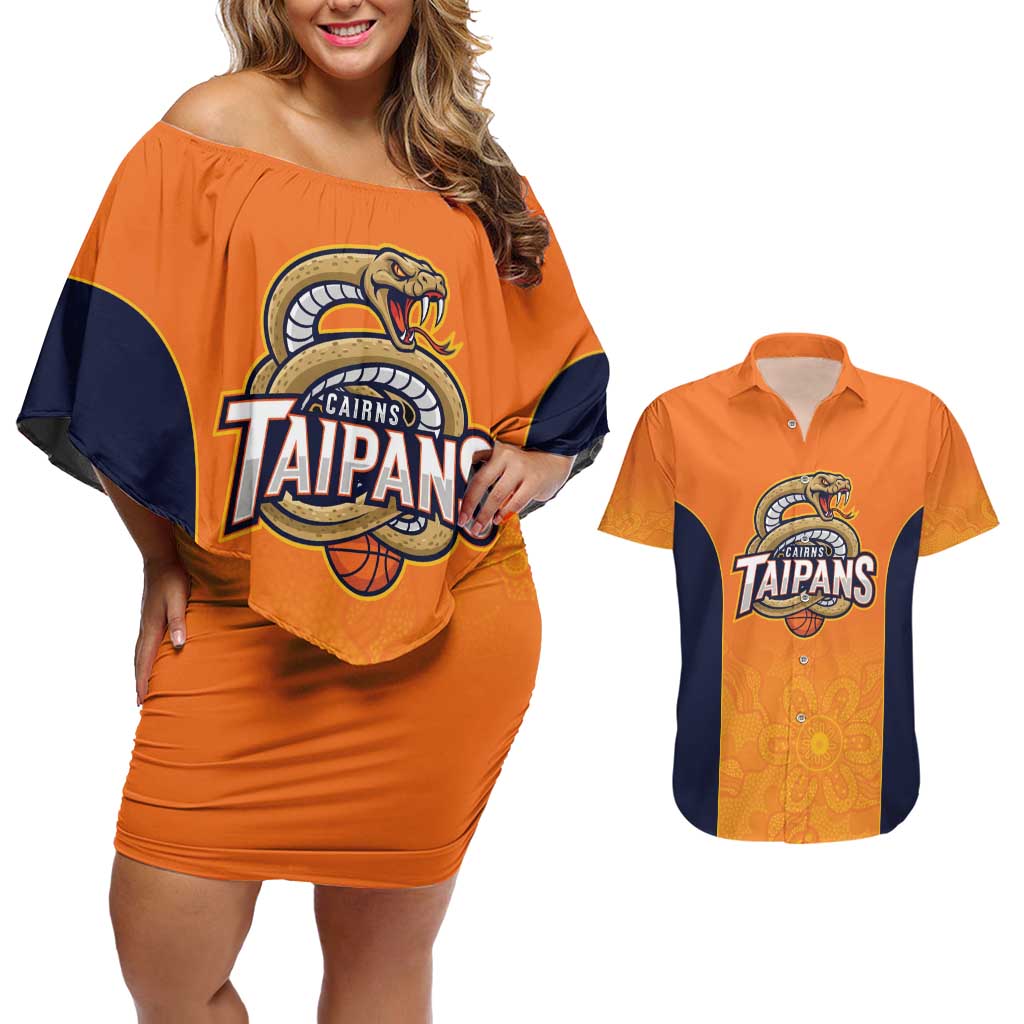 Basketball Custom Cairns Couples Matching Off Shoulder Short Dress and Hawaiian Shirt Simple Australian Dot Art - Aussie Hoodie