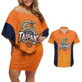 Basketball Custom Cairns Couples Matching Off Shoulder Short Dress and Hawaiian Shirt Simple Australian Dot Art - Aussie Hoodie