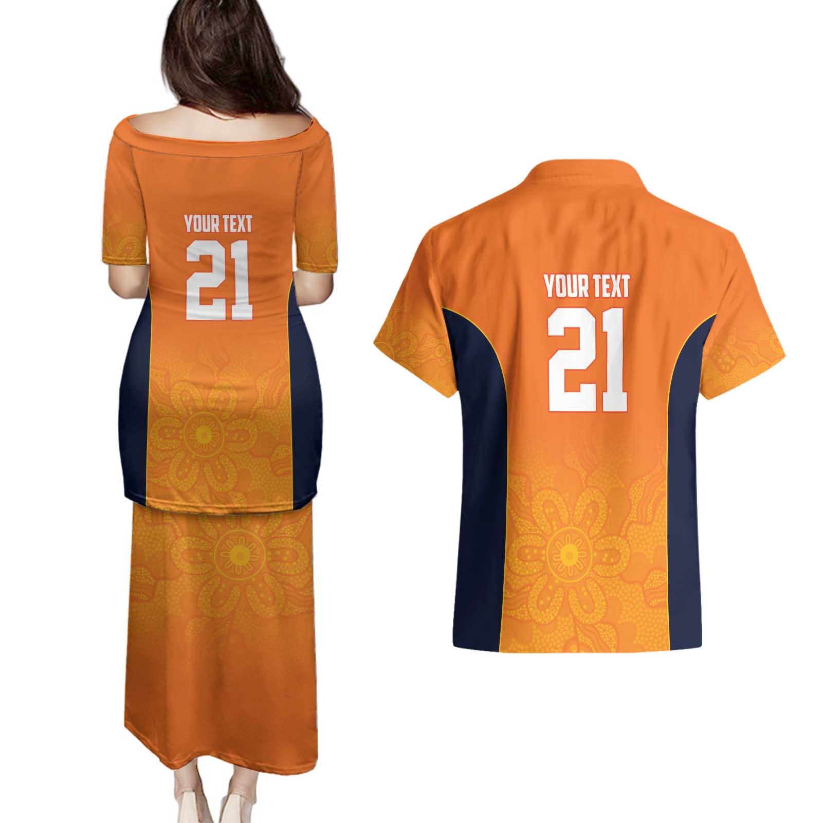 Basketball Custom Cairns Couples Matching Puletasi and Hawaiian Shirt Simple Australian Dot Art - Aussie Hoodie