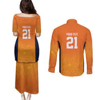 Basketball Custom Cairns Couples Matching Puletasi and Long Sleeve Button Shirt Simple Australian Dot Art - Aussie Hoodie
