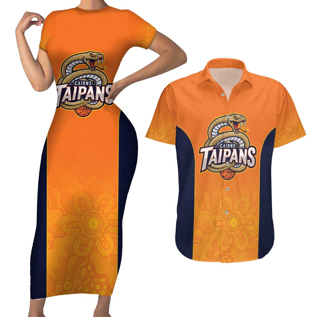 Basketball Custom Cairns Couples Matching Short Sleeve Bodycon Dress and Hawaiian Shirt Simple Australian Dot Art - Aussie Hoodie