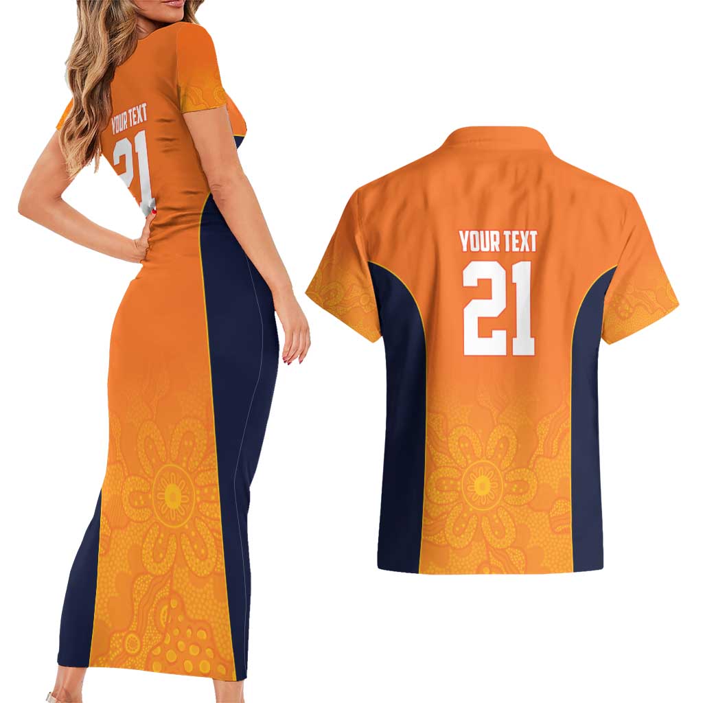 Basketball Custom Cairns Couples Matching Short Sleeve Bodycon Dress and Hawaiian Shirt Simple Australian Dot Art - Aussie Hoodie