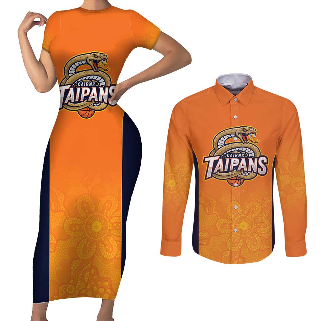 Basketball Custom Cairns Couples Matching Short Sleeve Bodycon Dress and Long Sleeve Button Shirt Simple Australian Dot Art - Aussie Hoodie