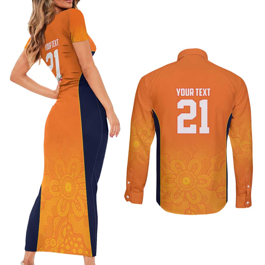 Basketball Custom Cairns Couples Matching Short Sleeve Bodycon Dress and Long Sleeve Button Shirt Simple Australian Dot Art - Aussie Hoodie