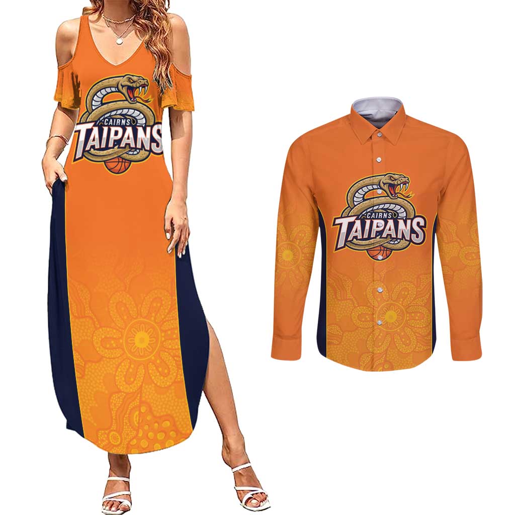 Basketball Custom Cairns Couples Matching Summer Maxi Dress and Long Sleeve Button Shirt Simple Australian Dot Art - Aussie Hoodie