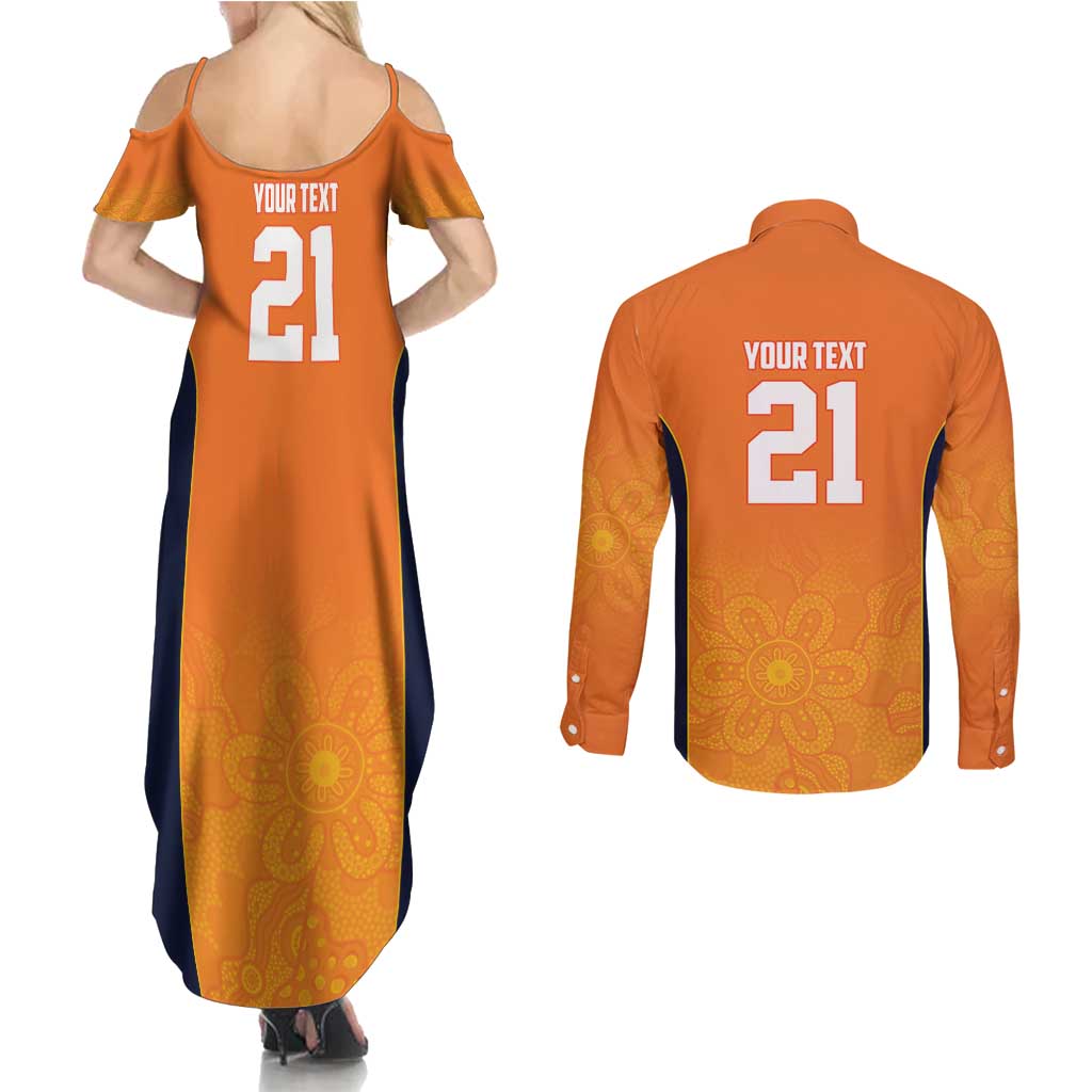 Basketball Custom Cairns Couples Matching Summer Maxi Dress and Long Sleeve Button Shirt Simple Australian Dot Art - Aussie Hoodie