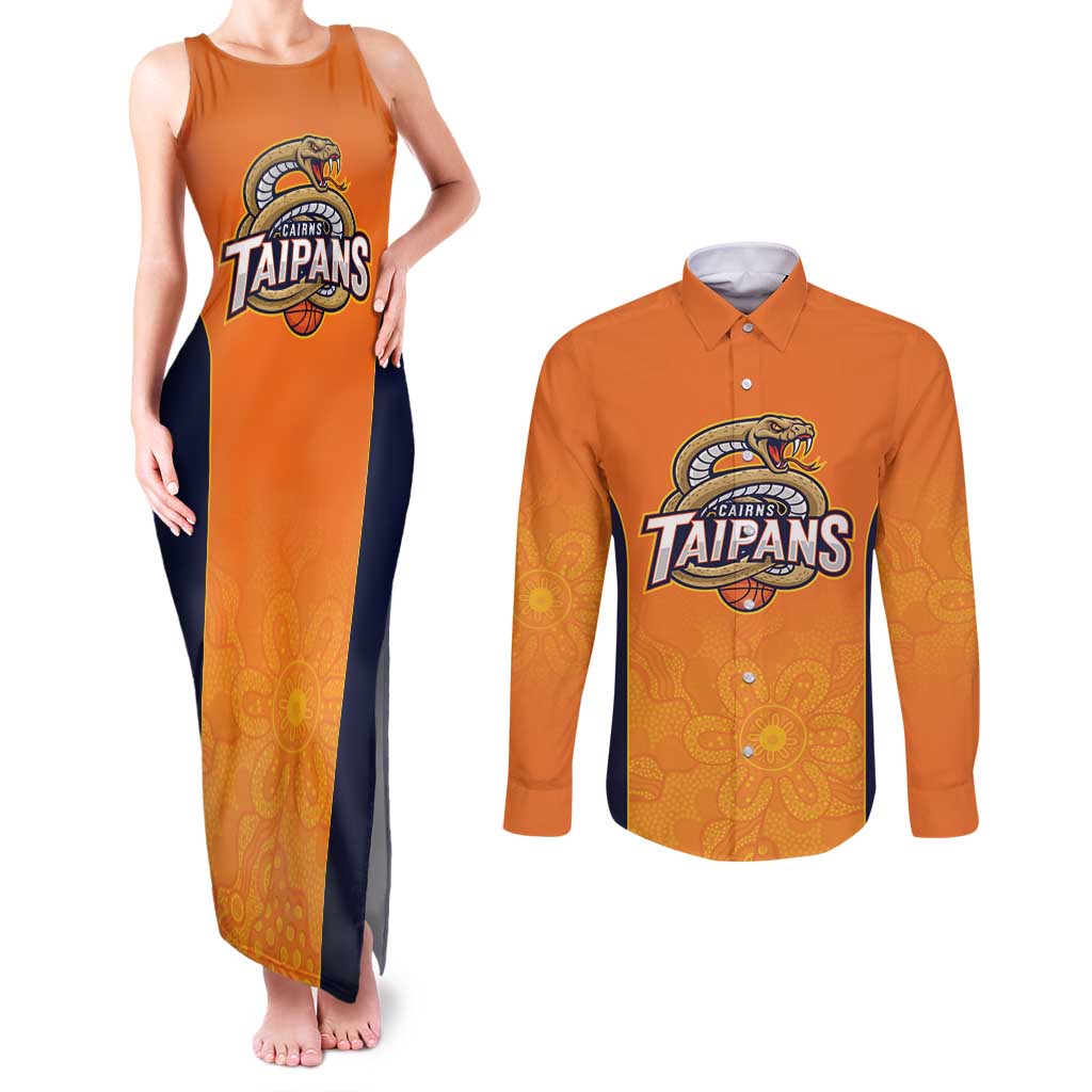Basketball Custom Cairns Couples Matching Tank Maxi Dress and Long Sleeve Button Shirt Simple Australian Dot Art - Aussie Hoodie