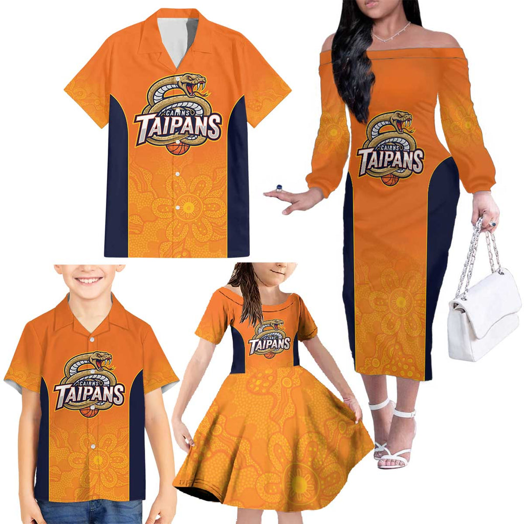 Basketball Custom Cairns Family Matching Off The Shoulder Long Sleeve Dress and Hawaiian Shirt Simple Australian Dot Art - Aussie Hoodie