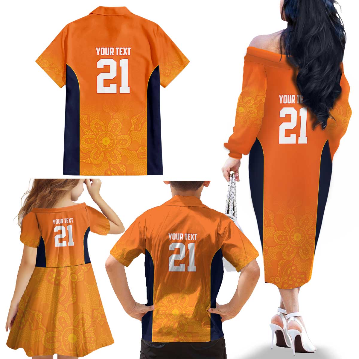 Basketball Custom Cairns Family Matching Off The Shoulder Long Sleeve Dress and Hawaiian Shirt Simple Australian Dot Art - Aussie Hoodie